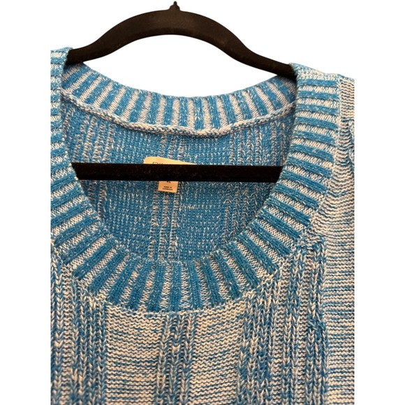 Pilcro Blue Stripped Pull-Over Sweater with Side Slit Viscose/Cotton Blend Sz L - Picture 16 of 16